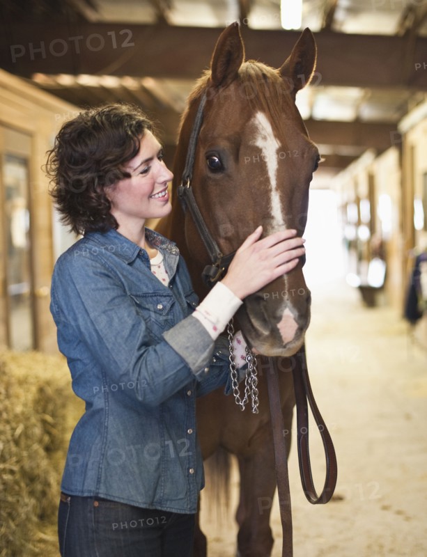 Woman and horse.