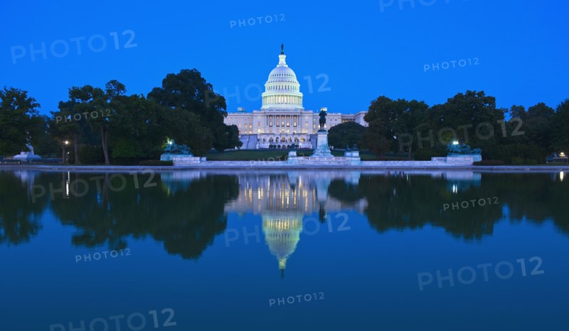 Capitol building at dusk.