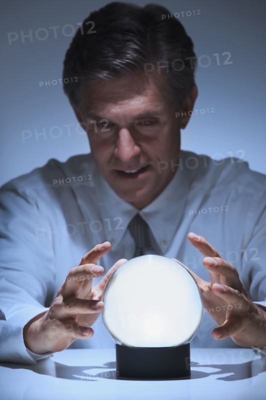 Businessman telling fortune.