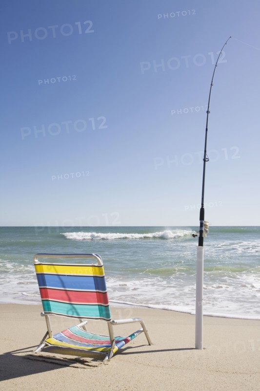 Beach chair and fishing rod. Photographer: Chris Hackett