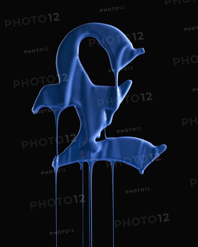 British pound symbol covered in blue paint. Photographer: Mike Kemp