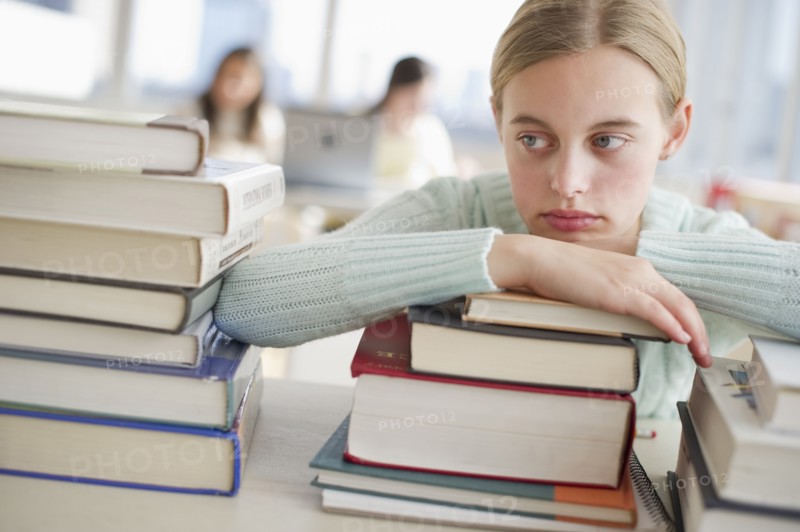 Student and books.