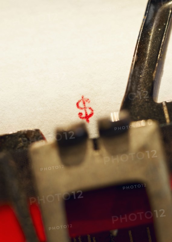 Typing a dollar sign.