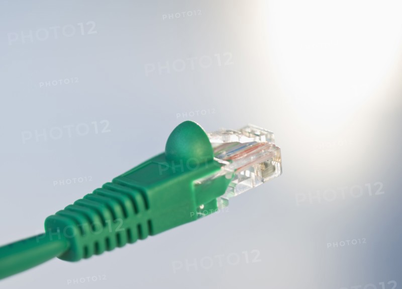 Green network cable.