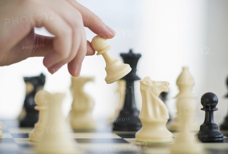 Playing game of chess.