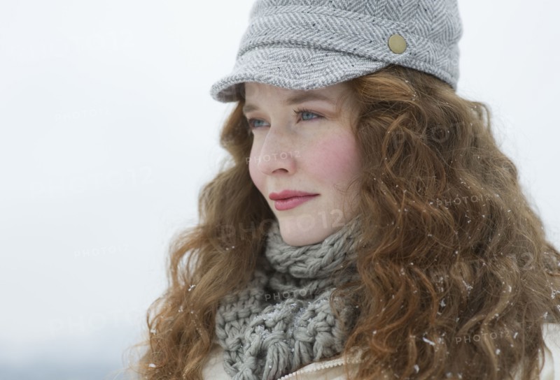 Portrait of a beautiful woman in winter.