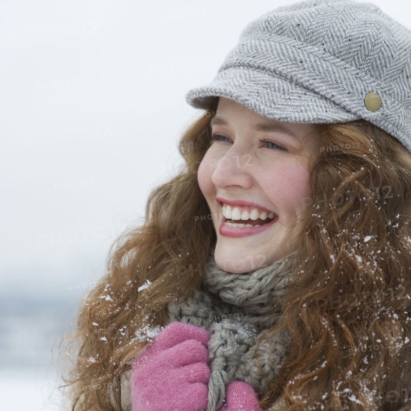 Portrait of a beautiful woman in winter.