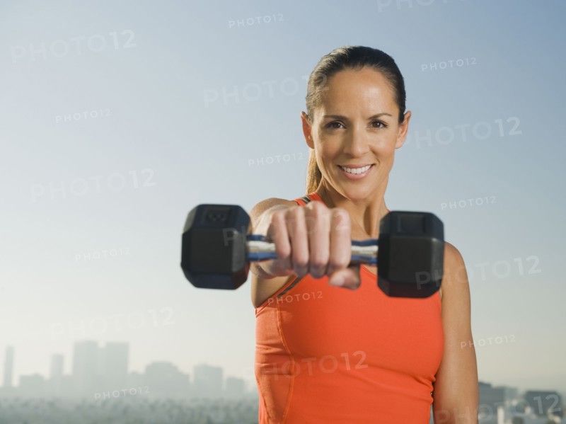 Woman doing weight training.