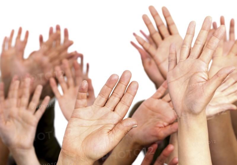 Hands waving. Photographe : momentimages