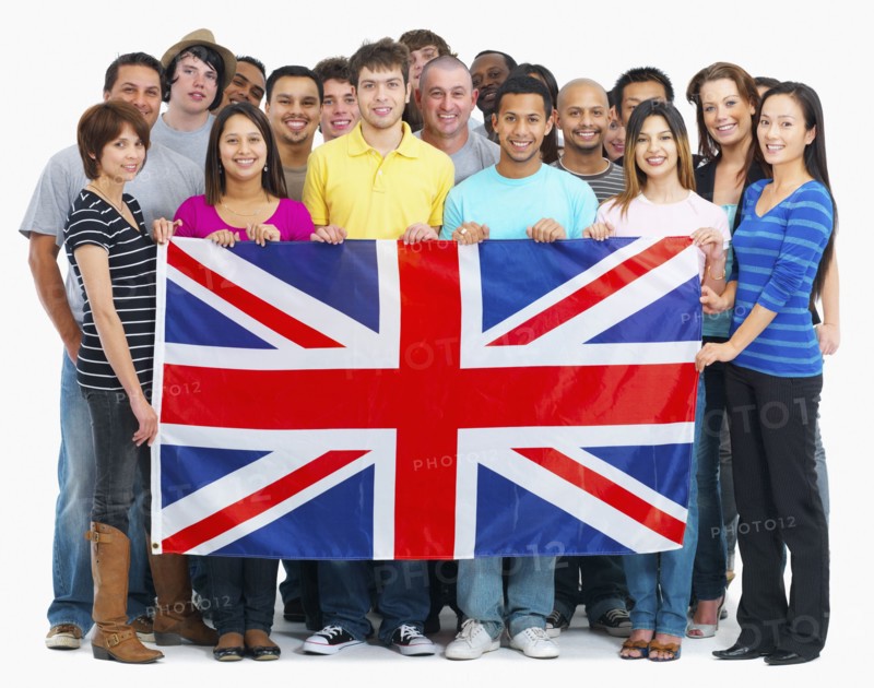 People holding flag. Photographe : momentimages