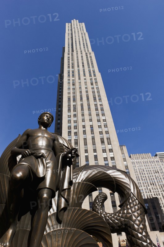 Statue in front of Rockefeller Center.