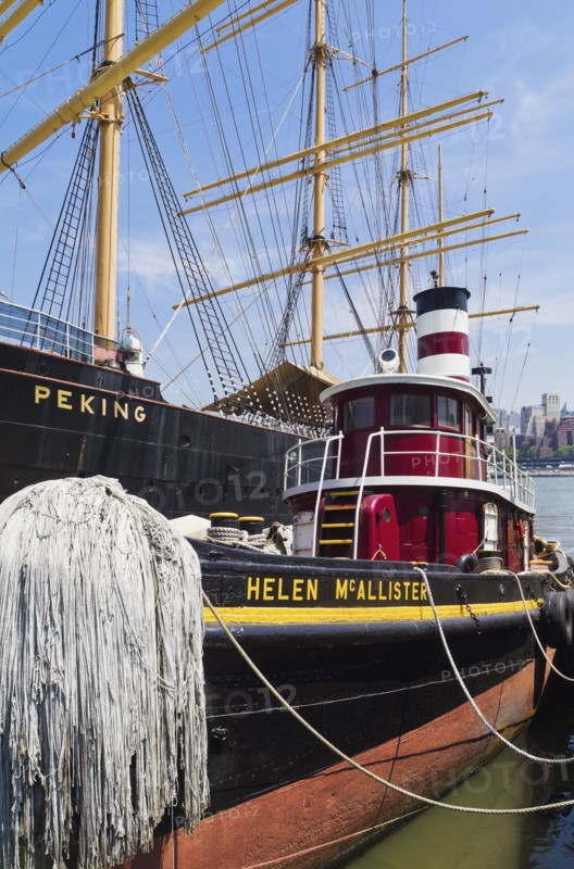 Boat docked at South Street seaport.
