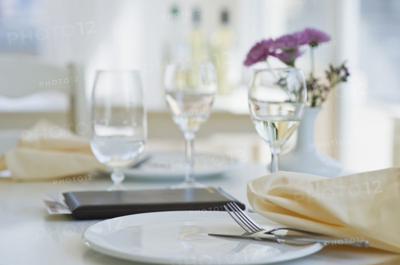 Dining table in restaurant.