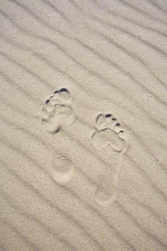 Footprints in the sand. Photo : Chris Hackett