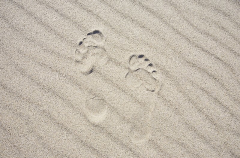 Footprints in the sand. Photo : Chris Hackett