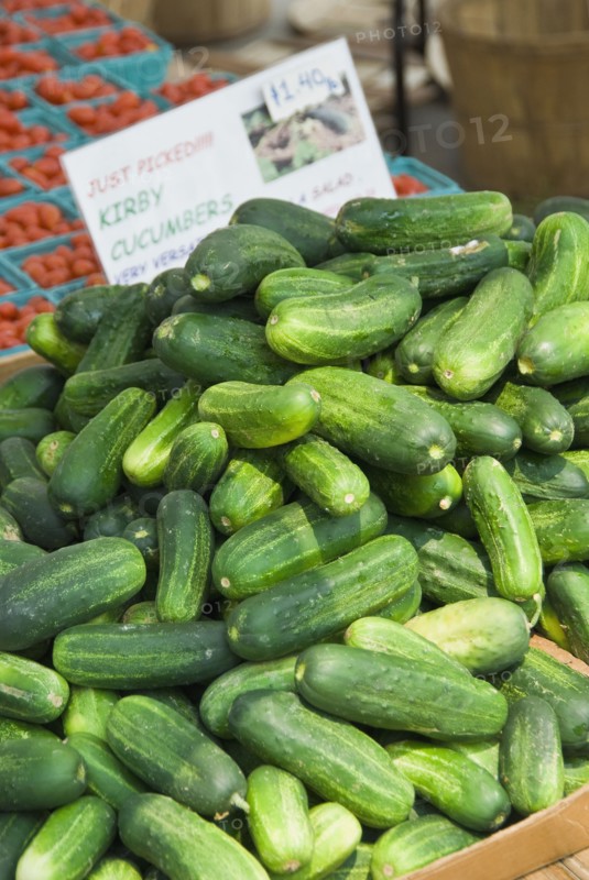 Cucumber display at farmer's market. Photo : Antonio M. Rosario