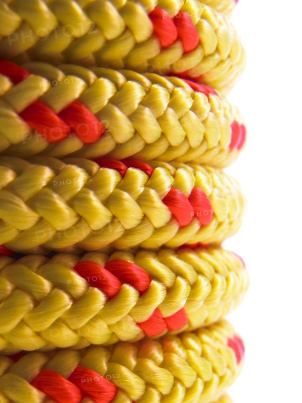 Stack of yellow rope. Photo : David Arky