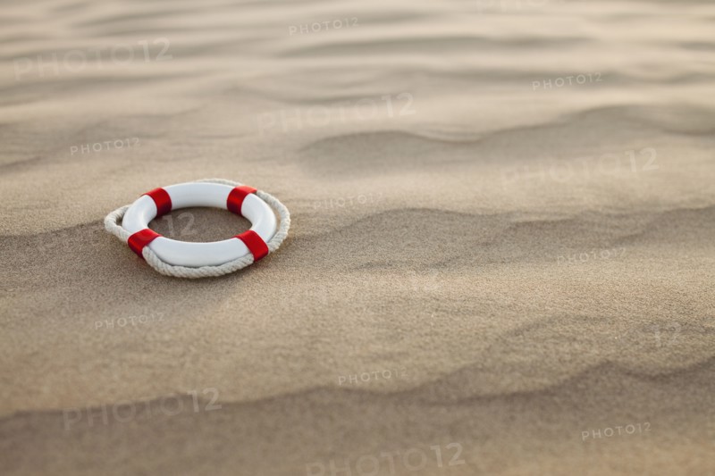 Lifebuoy in desert. Photo. Mike Kemp