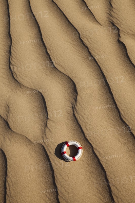 Lifebuoy in desert. Photo. Mike Kemp