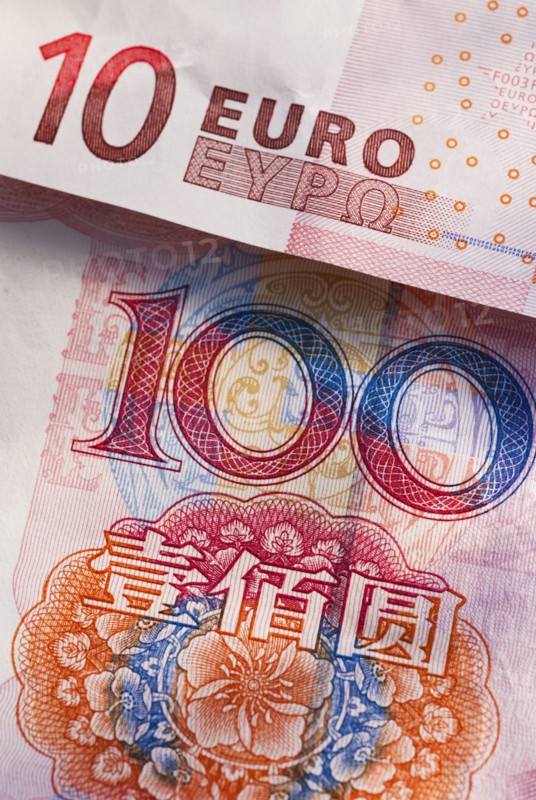 Chinese and European money.