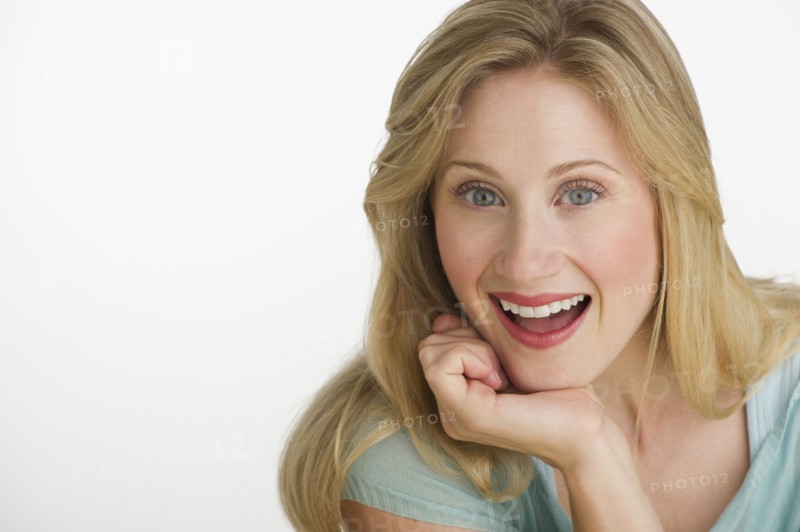 Surprised blond woman.
