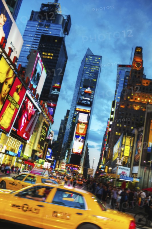 Times Square New York City at dusk.