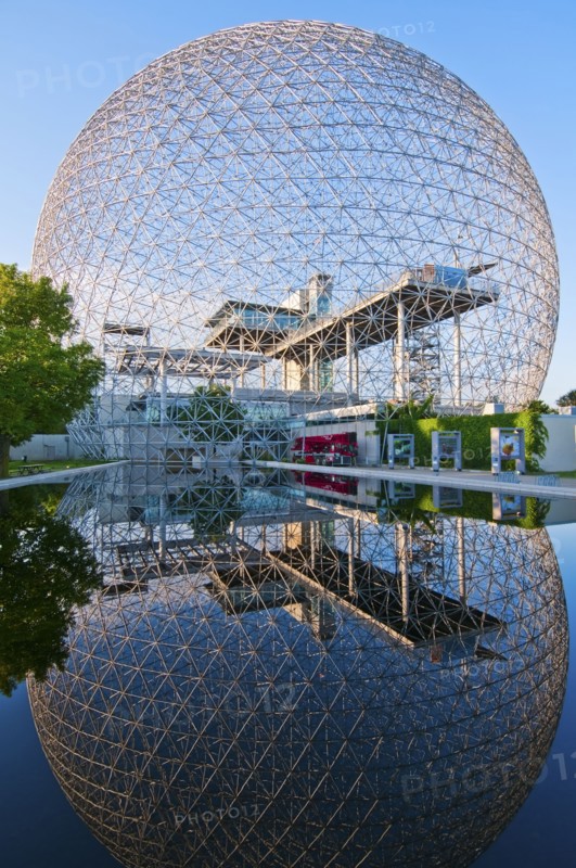 Biosphere reflected in water. Photo. Daniel Grill