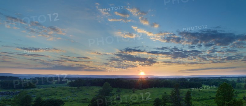 Sunset over Gettysburg National Military Park.