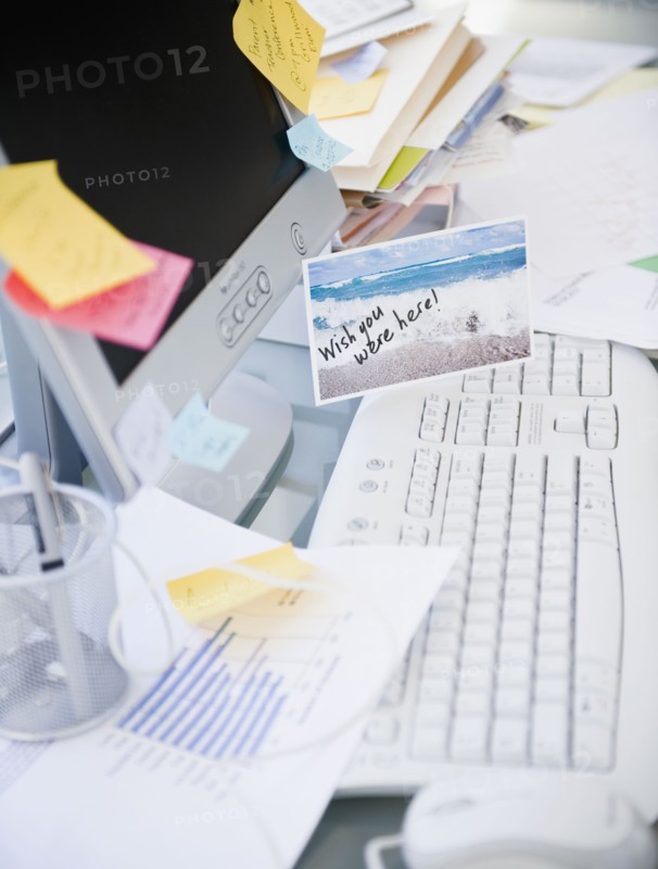 Cluttered desk. Photo. Jamie Grill