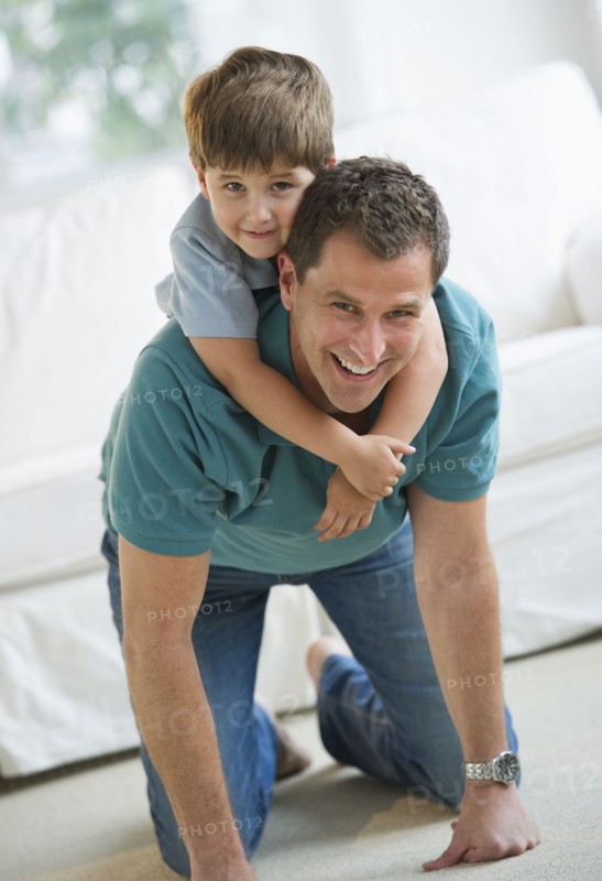 Father and son playing.