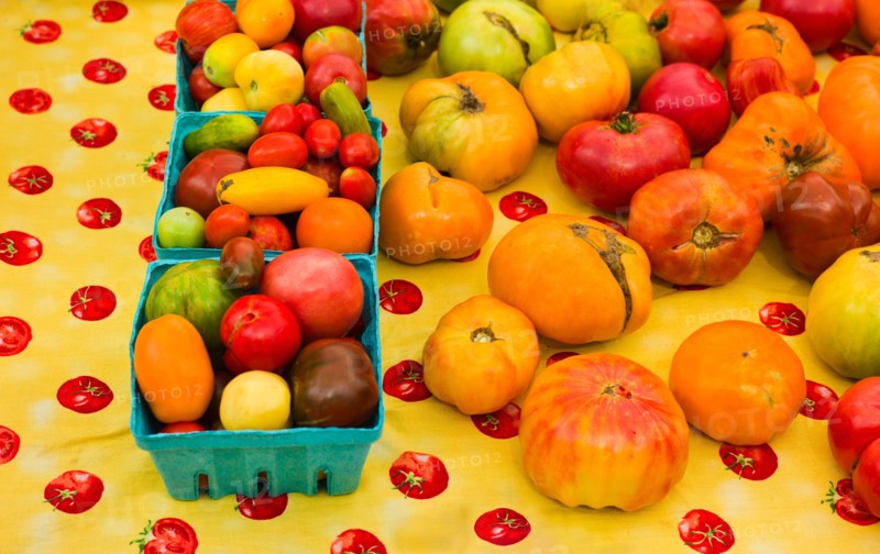 Tomatoes in boxes.