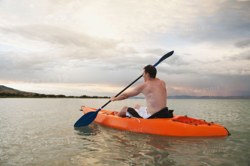 Man in canoe.