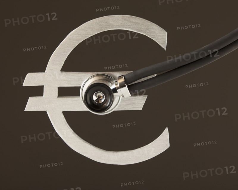 Stethoscope on "Euro" sign. Photo : Mike Kemp