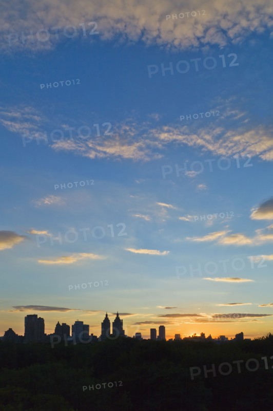 USA, New York City, Upper West Side at sunset.