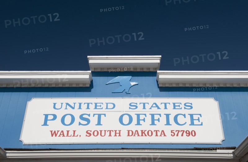 USA, South Dakota, Close up of "U.S. Post Office" sign.