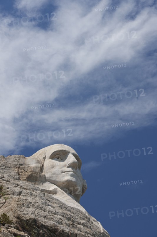 USA, South Dakota, George Washington head at Mount Rushmore National Memorial.