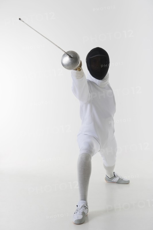 Studio shot of fencer.
