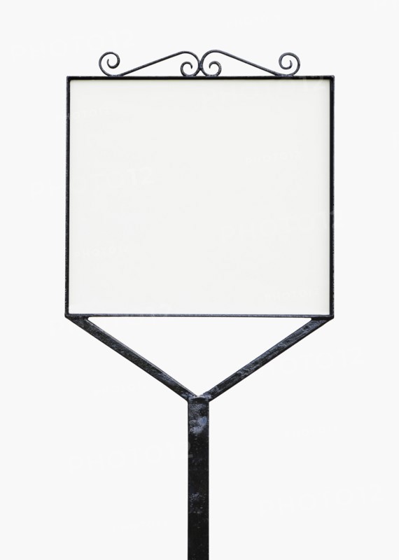 Wrought iron notice board sign. Photo : Jon Boyes