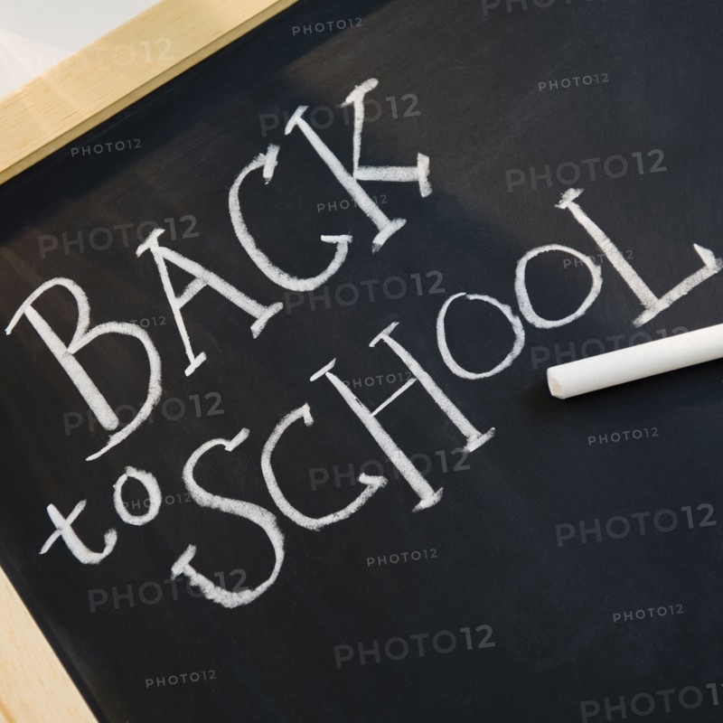 Blackboard reading back to school. Photo : Jamie Grill