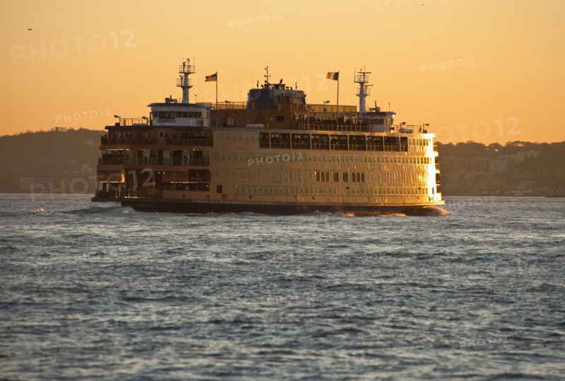 USA, New York City, Tourboat in New York Harbor.