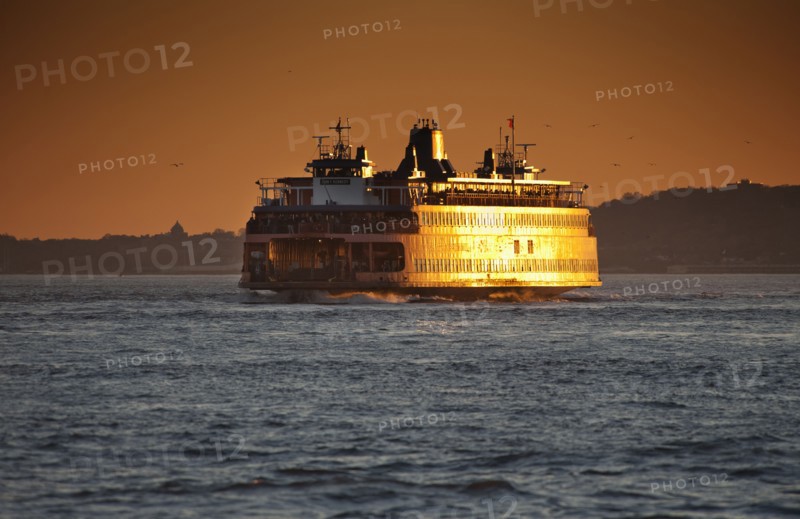 USA, New York City, Tourboat in New York Harbor.