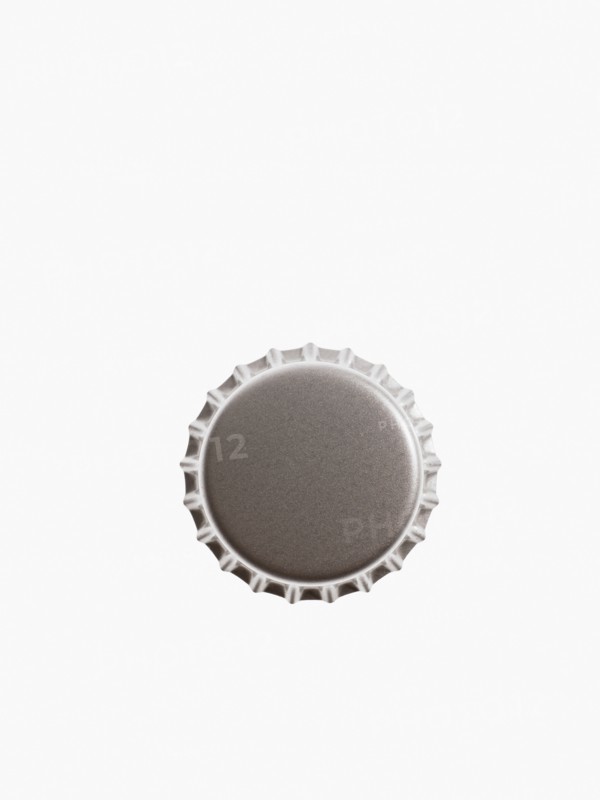 Studio shot of grey bottle cap. Photo : David Arky