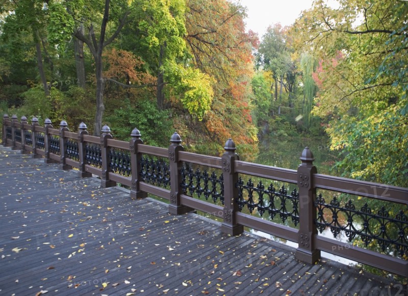 USA, New York City, Central Park, footbridge over lake. Photo : fotog