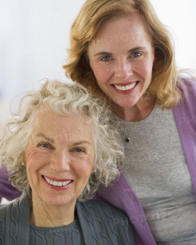USA, New Jersey, Jersey City, Portrait of mother and daughter smiling.