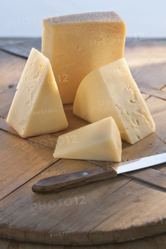 Cheese on chopping board.