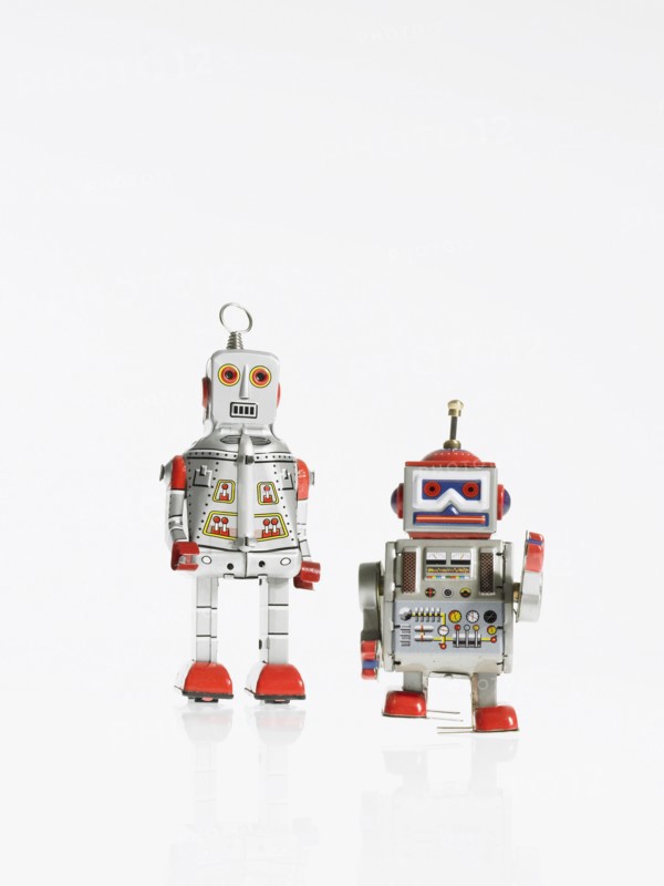 Studio shot of book robots. Photo : David Arky