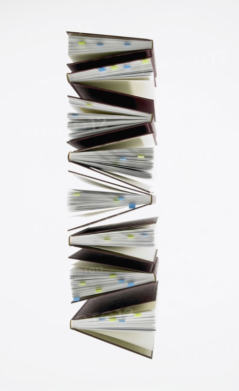Studio shot of books in row. Photo : David Arky