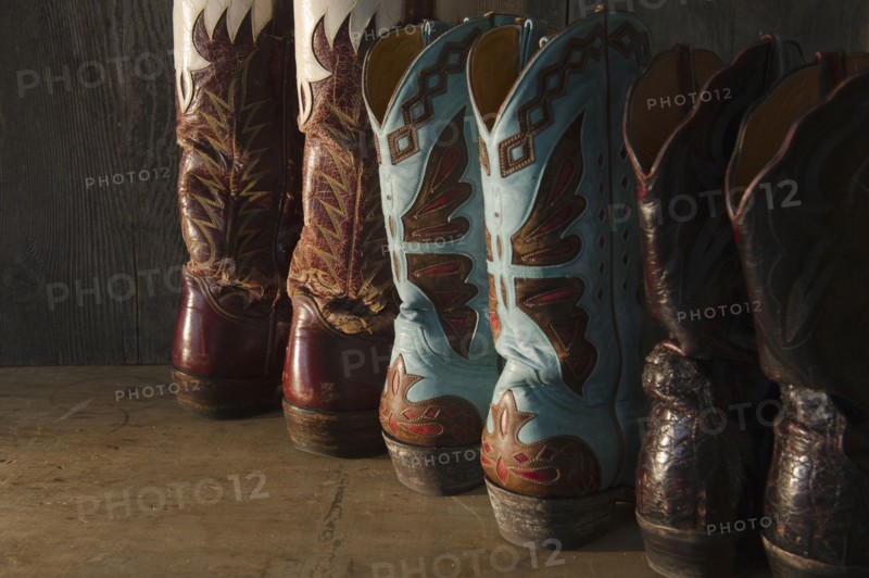 Variation of cowboy shoes.