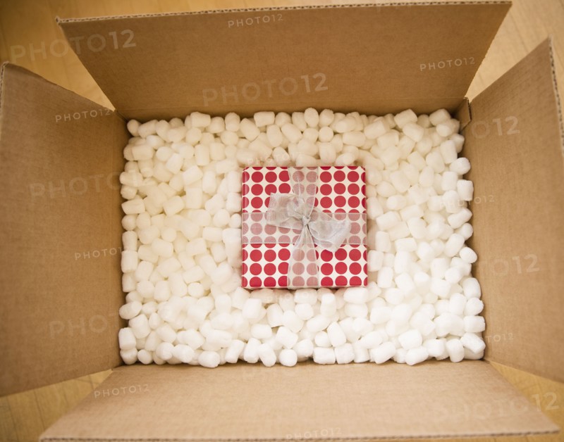 Christmas gift protected in box. Photo : Jamie Grill Photography