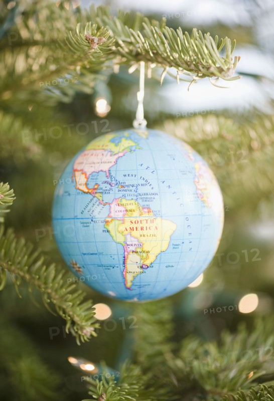 Globe bauble on Christmas tree. Photo : Jamie Grill Photography